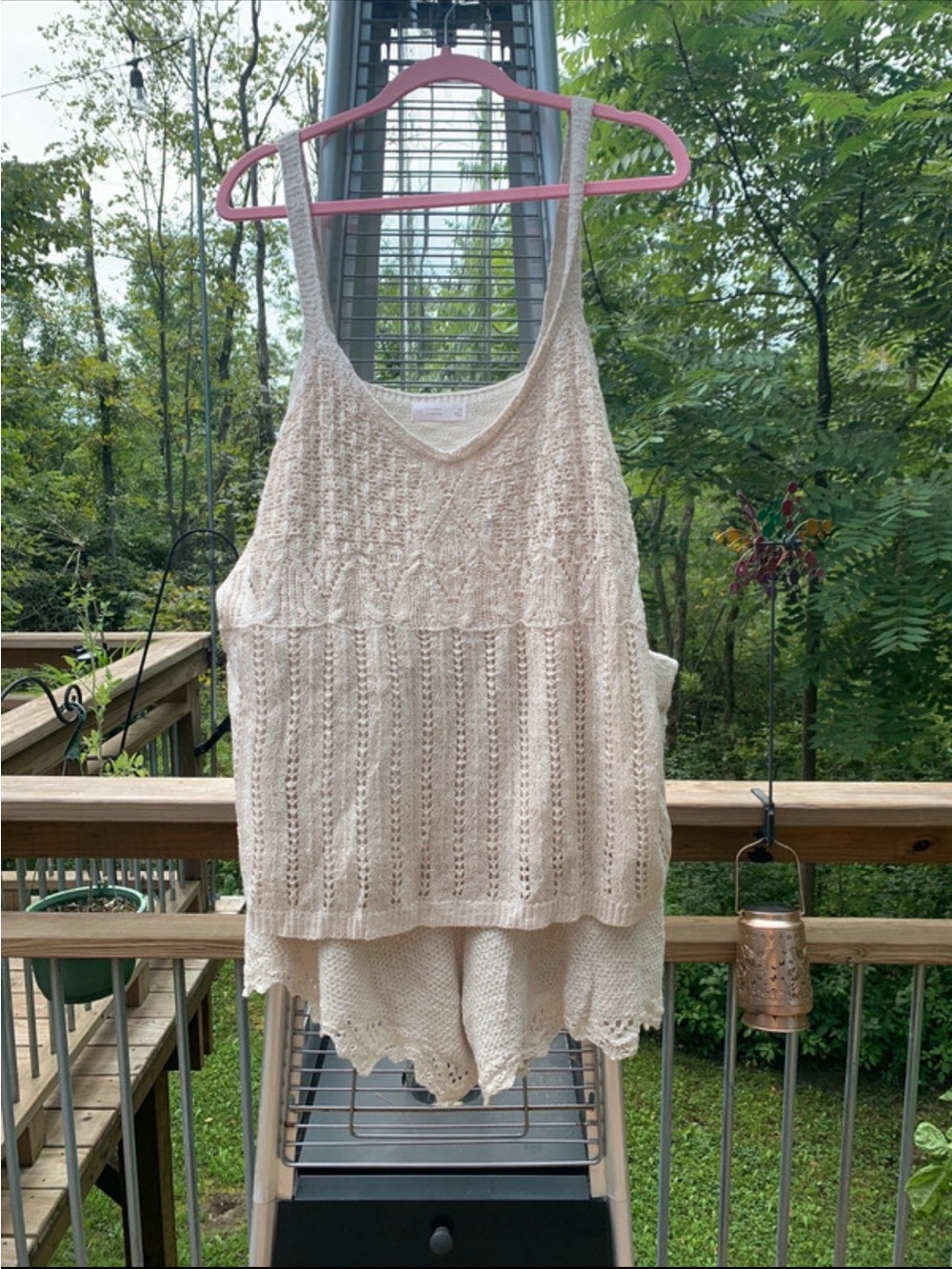 LC Lauren Conrad Cream Knit Tank and Shorts Lounge Set